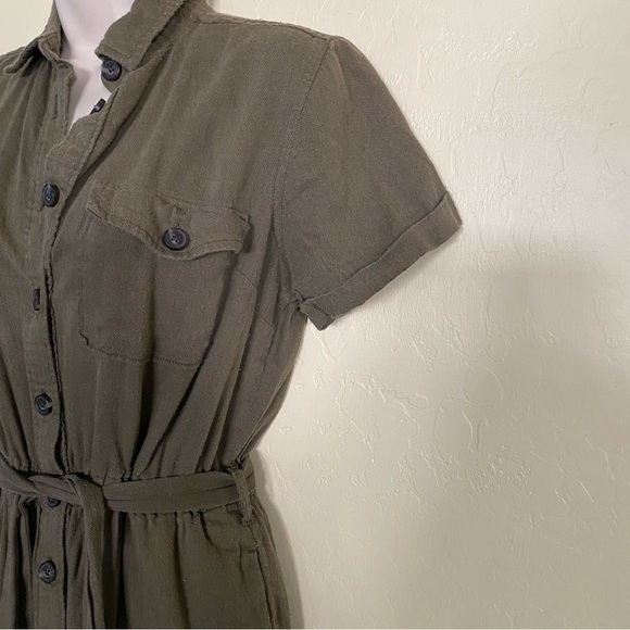SO Olive Green utility Jumpsuit with Elastic Waist and Short Sleeves Size S - Picture 4 of 9